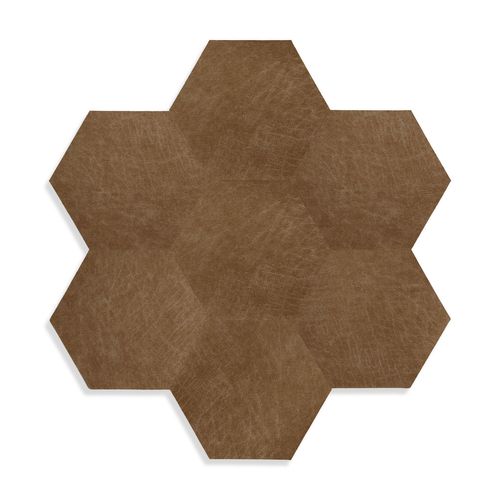 Origin Wallcoverings Zelfklevende Eco-leer Tegels Hexagon Cognac Bruin - 1 M²