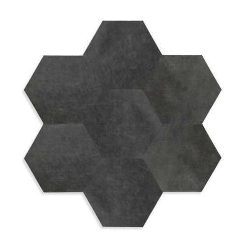 Origin Wallcoverings Zelfklevende Eco-leer Tegels Hexagon Antraciet Grijs - 1 M²