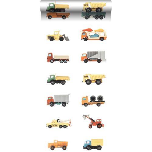 Estahome Xxl Behang Vrachtwagens En Tractoren Geel, Oranje En Blauw - 50 X 900 Cm