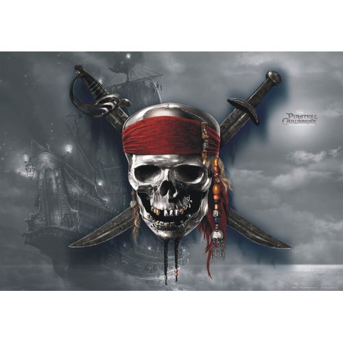 Disney Poster Pirates Of The Caribbean Grijs En Rood - 160 X 110 Cm - 600646