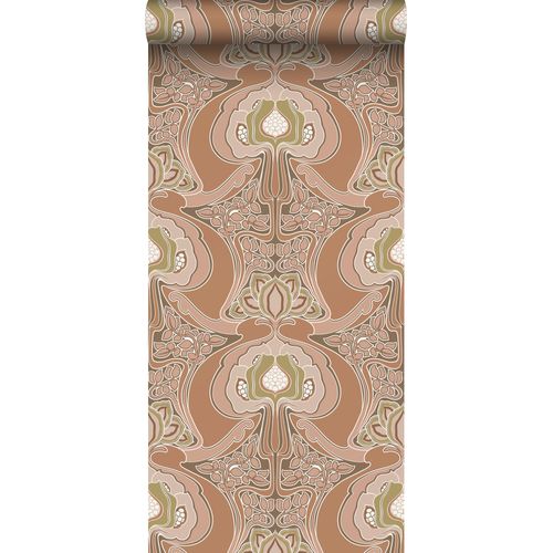 Estahome Behang Vintage Bloemen In Art Nouveau Stijl Terracotta Roze - 0.53 X 10.05 M