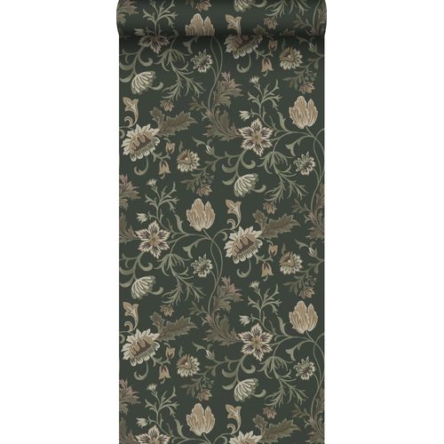 Estahome Behang Vintage Bloemen Zwart En Groen - 0.53 X 10.05 M - 139417
