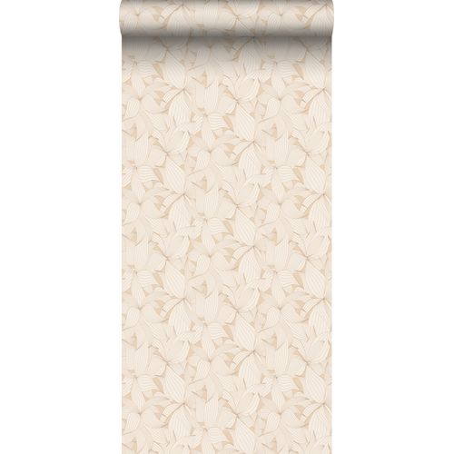 Estahome Behang Getekende Bladeren Zand Beige En Licht Terracotta - 50 X 900 Cm