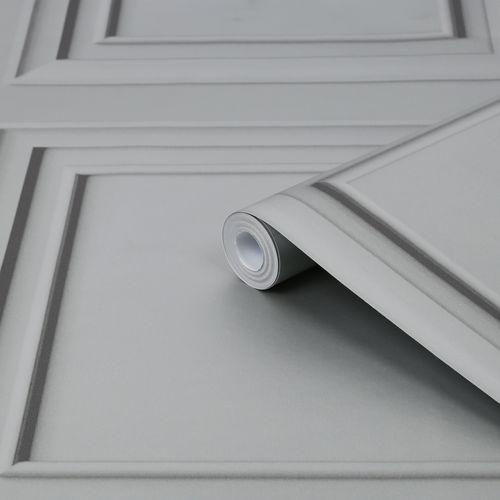 Laura Ashley Vliesbehang | Redbrook Wood Panel Silver | Zilver | Houten Panelen | 10mx52cm